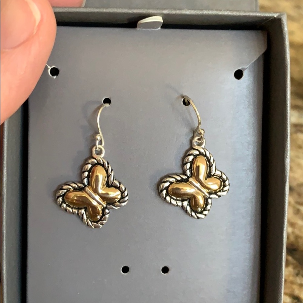Gold and silver tone earrings